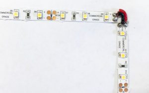 LED strip bent to 90 degrees, using a very short (custom) flexible link
