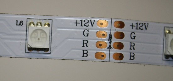 RGB LED tape cut-point