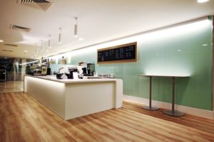 Practical LED lighting for this dining hall