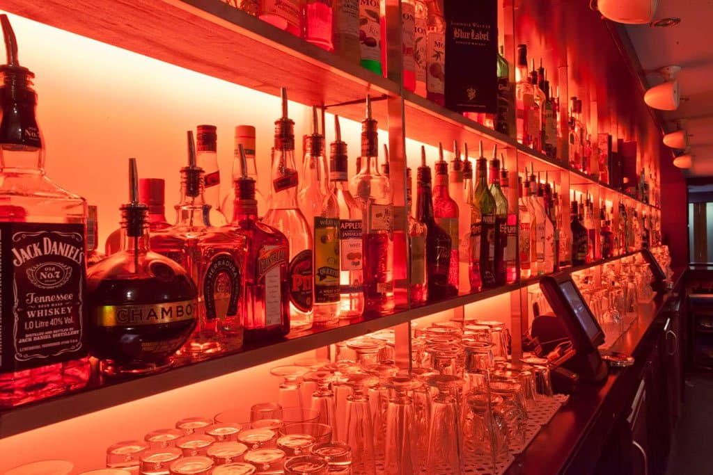 Laska Bar lit up red using Instyle LED Tape