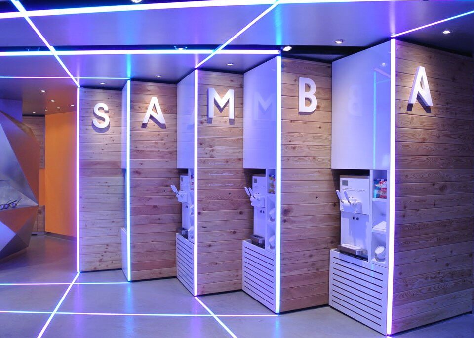 Inside of Samba Swirls London using Instyle LED Tape Purple Effect